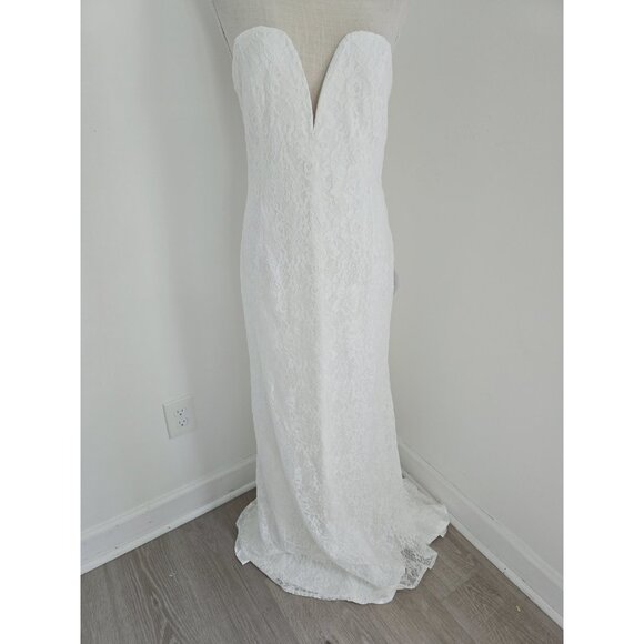 Lulus Wedding Bridal Gorgeous Love White Lace Strapless Mermaid Maxi Dress XL - Picture 3 of 9
